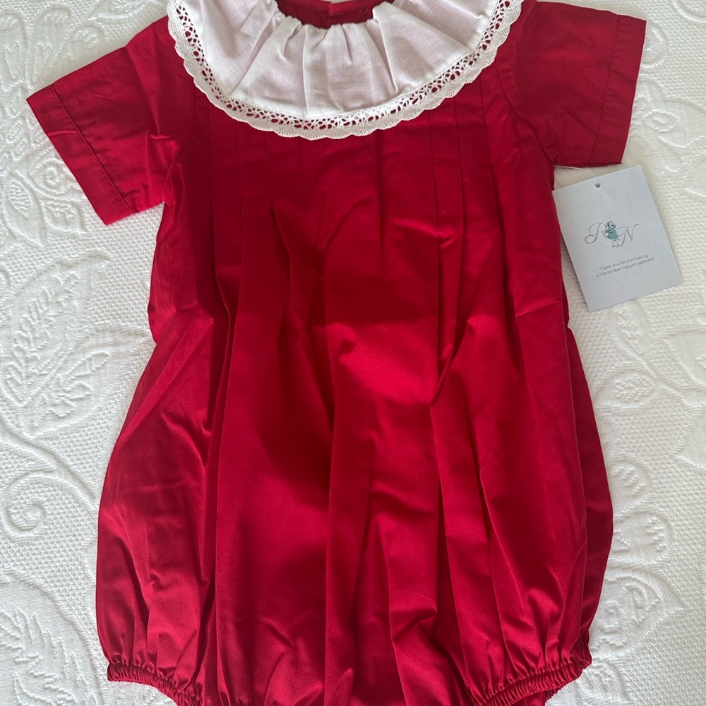Red Baby Bodysuit with White Collar